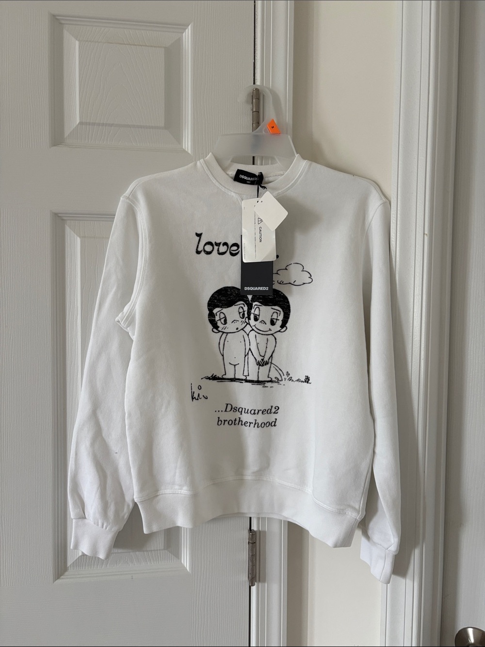 DSQUARED2 White Graphic 'Love Brotherhood' Crewneck Sweatshirt